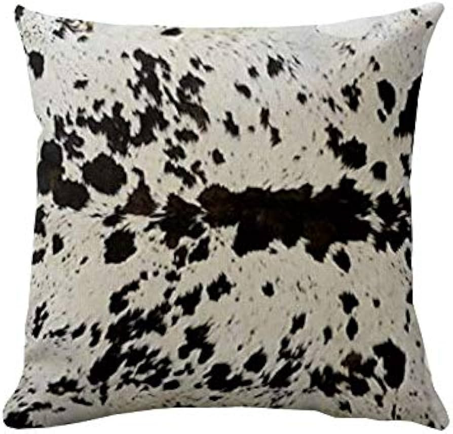 GOOESING Black and White Faux Cowhide Print Pillowcase | Amazon (US)