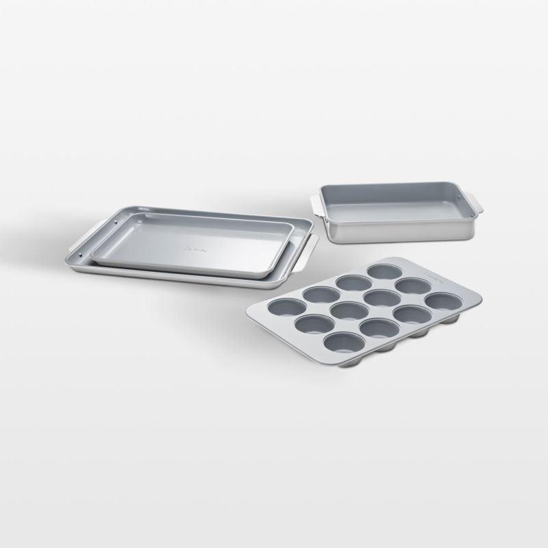 Caraway Gray Non-Toxic Ceramic Non-Stick Mini Bakeware Set + Reviews | Crate & Barrel | Crate & Barrel