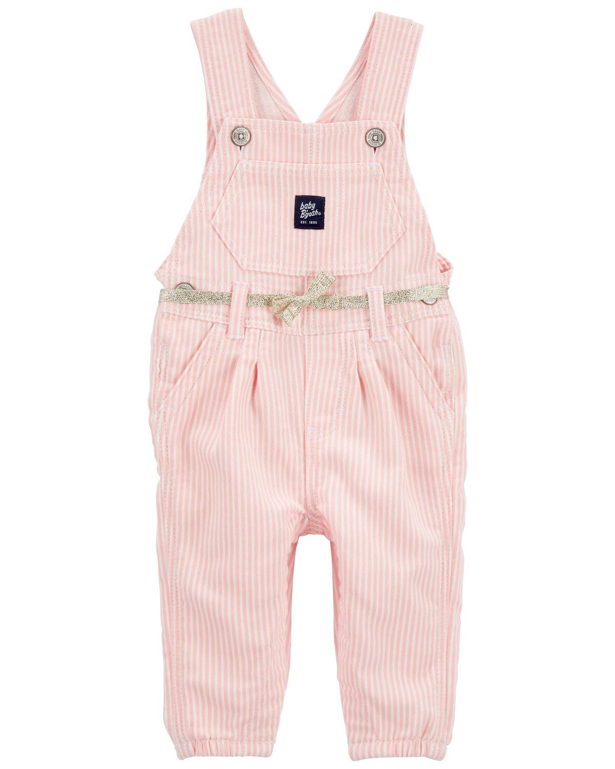 Pink Baby Stretchy Hickory Stripe Overalls | carters.com | Carter's