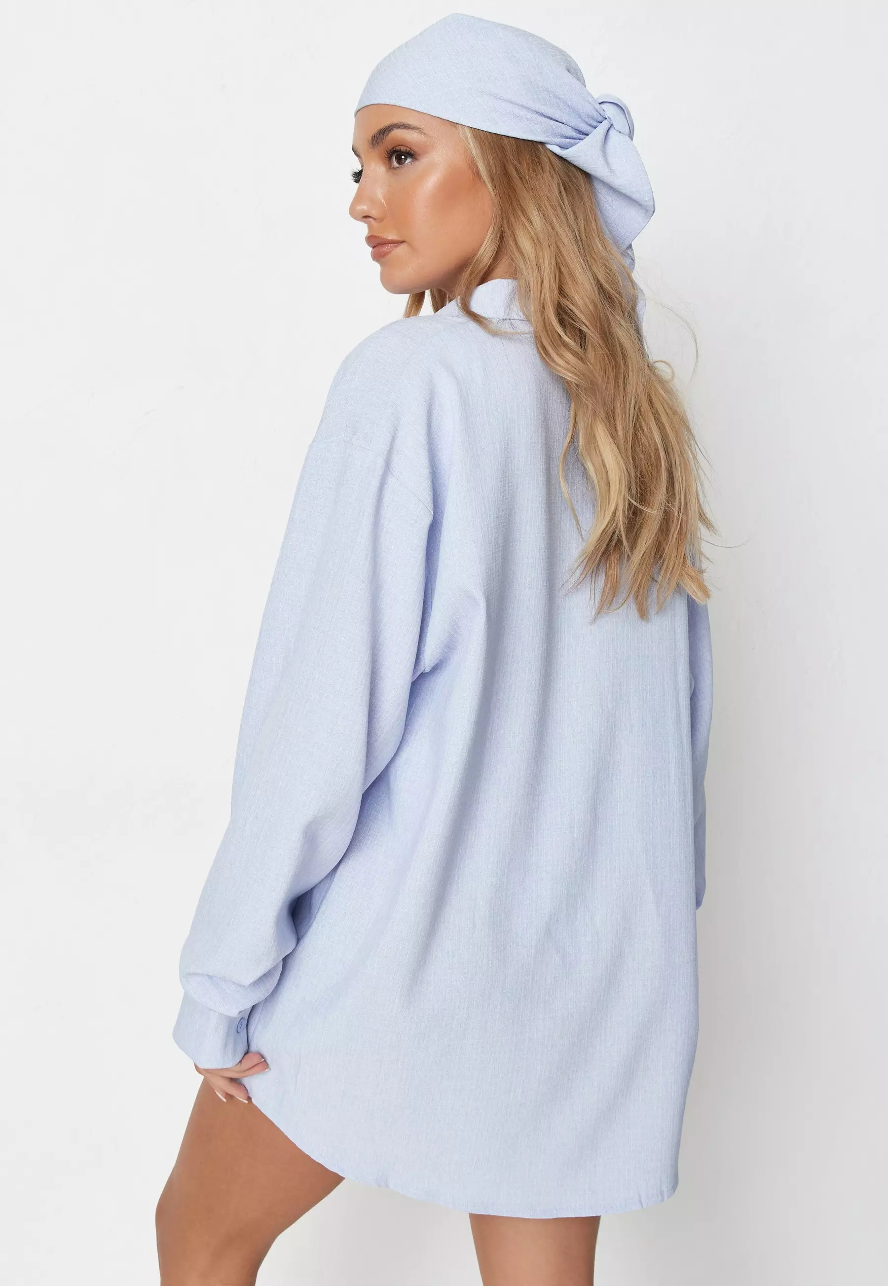 Blue Chambray Oversized Beach Cover Up Shirt | Missguided (US & CA)