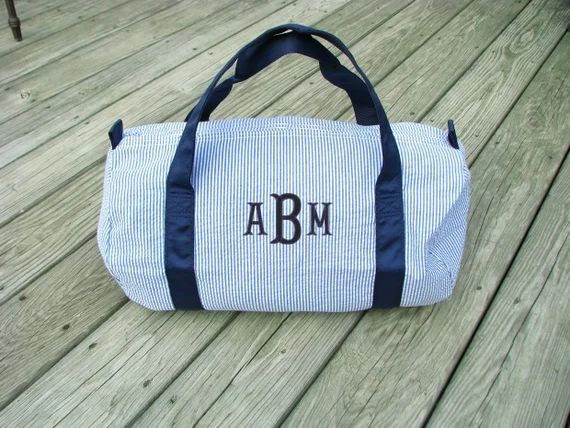 Seersucker Duffle Bag Monogrammed Duffle Bag Monogram Duffel | Etsy | Etsy (US)