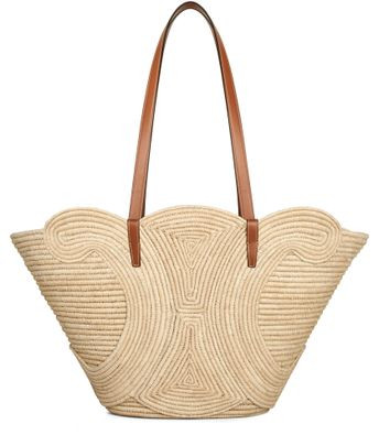 Celine classic panier medium braided Triomphe in raffia and calfskin - CELINE | 24S (APAC/EU)