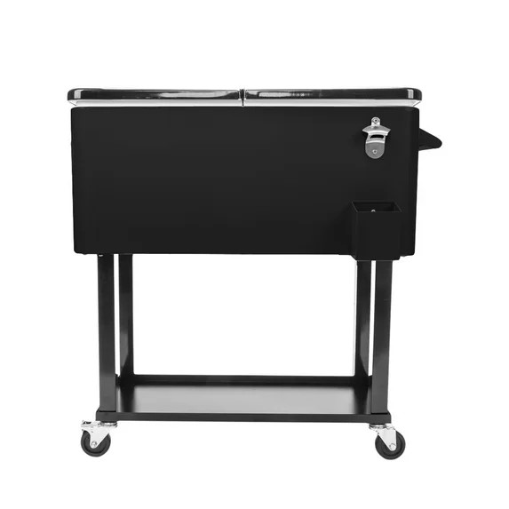 UBesGoo Outdoor Patio 80 quart Party Portable Rolling Cooler Wheeled Ice Chest Black | Walmart (US)