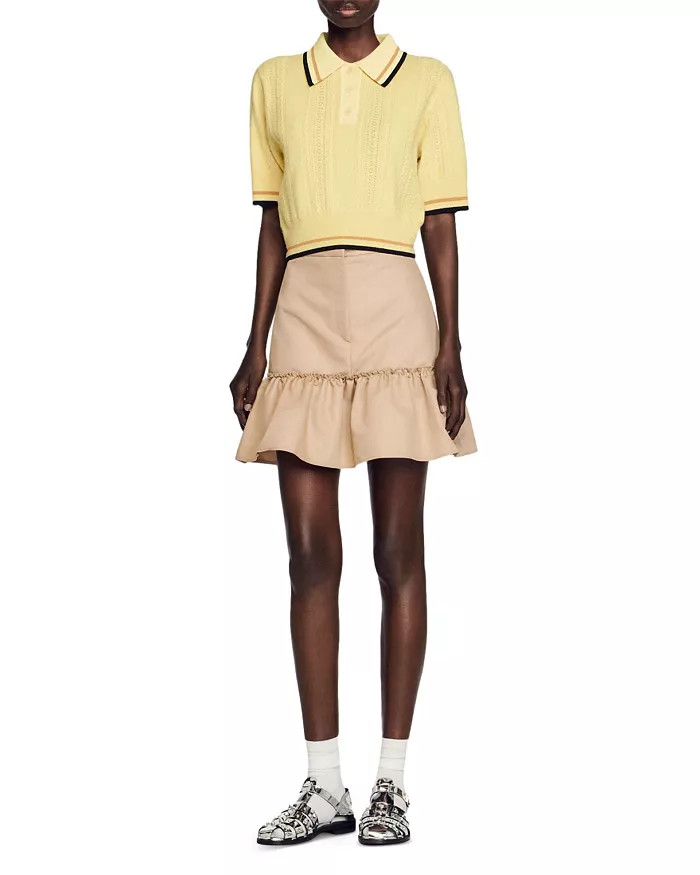 Loire Pointelle Cropped Polo Top | Bloomingdale's (US)