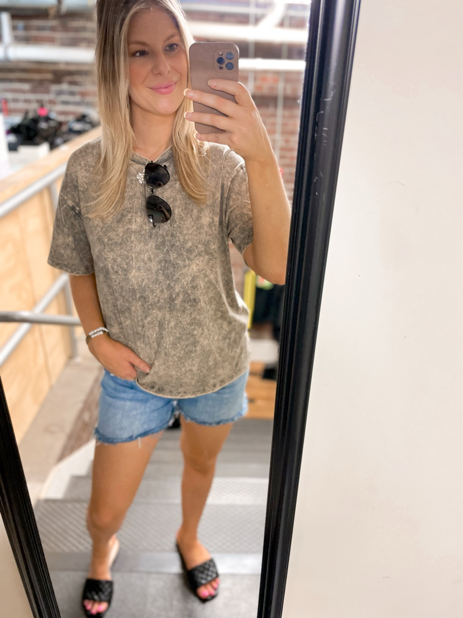 Outfit inspo. Top, shorts, sunglasses, and necklace @bebesalonandboutique. Will link similar shoes, mine are a couple years old. 

#LTKFind #LTKsalealert #LTKstyletip