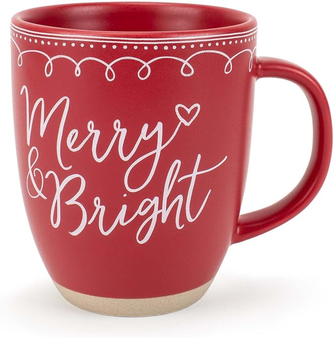 Elanze Designs Merry Raw Clay Bottom Red 16 ounce Ceramic Christmas Coffee Mug | Amazon (US)