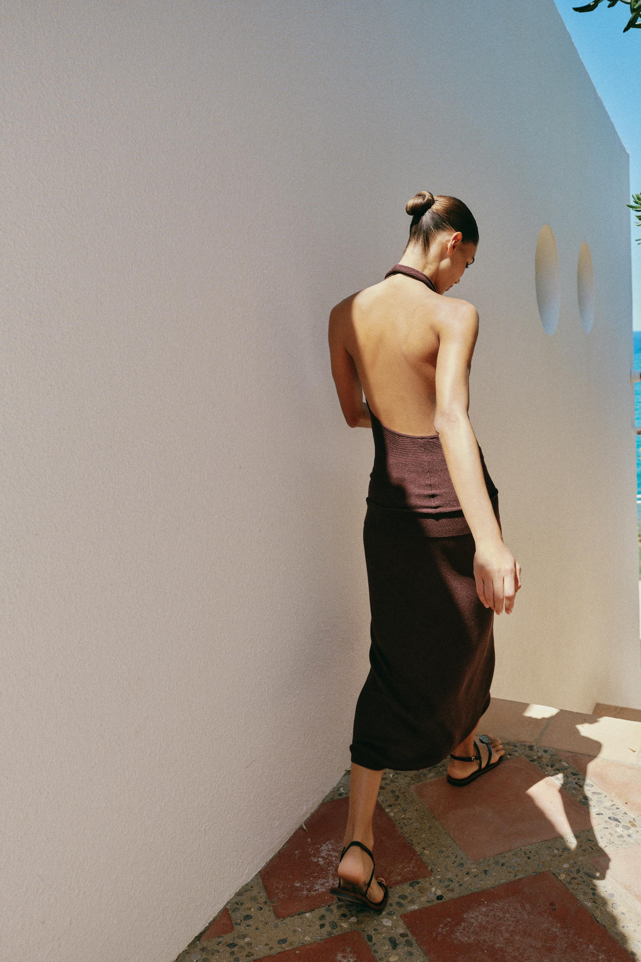 METALLIC YARN RIB KNIT MIDI SKIRT | Zara UK