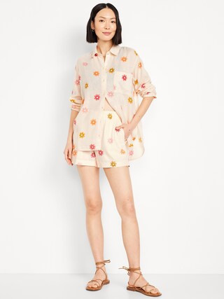 High-Waisted Linen-Blend Pull-On Shorts -- 3.5-inch inseam | Old Navy (US)