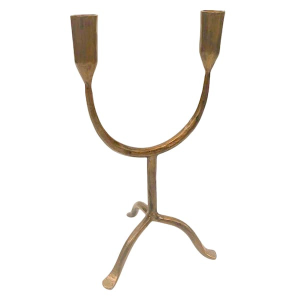 Antique Brass Double Taper Candle Holder, 12" | At Home