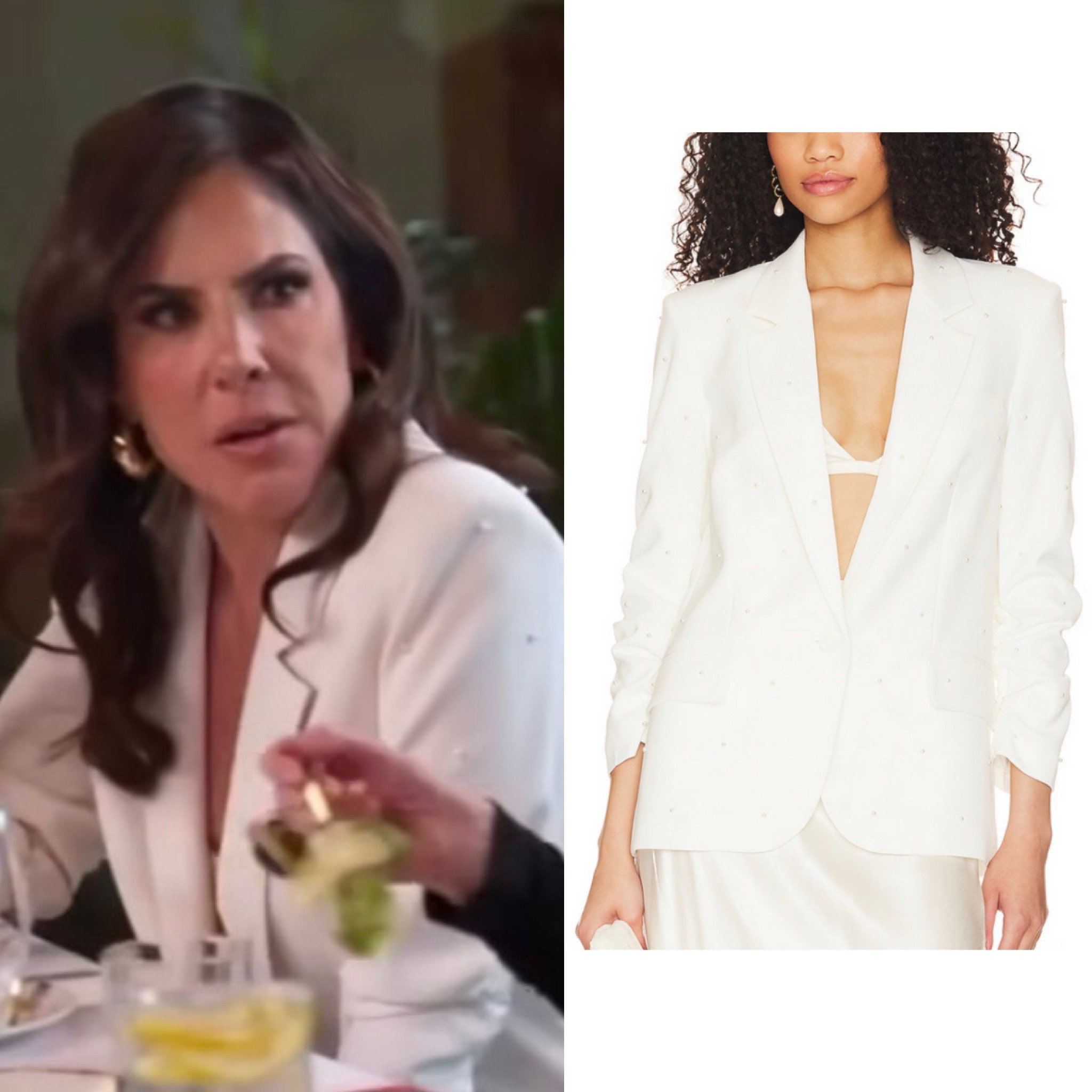 Jenn Fessler’s White Pearl Embellished Blazer