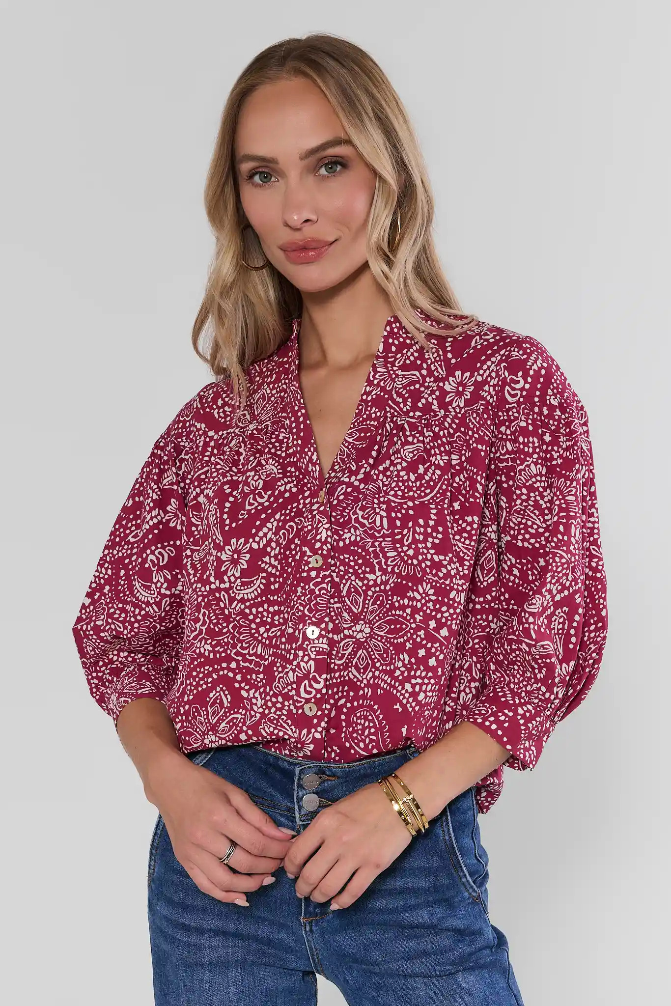 Becca Maroon Paisley Print Top | Avara