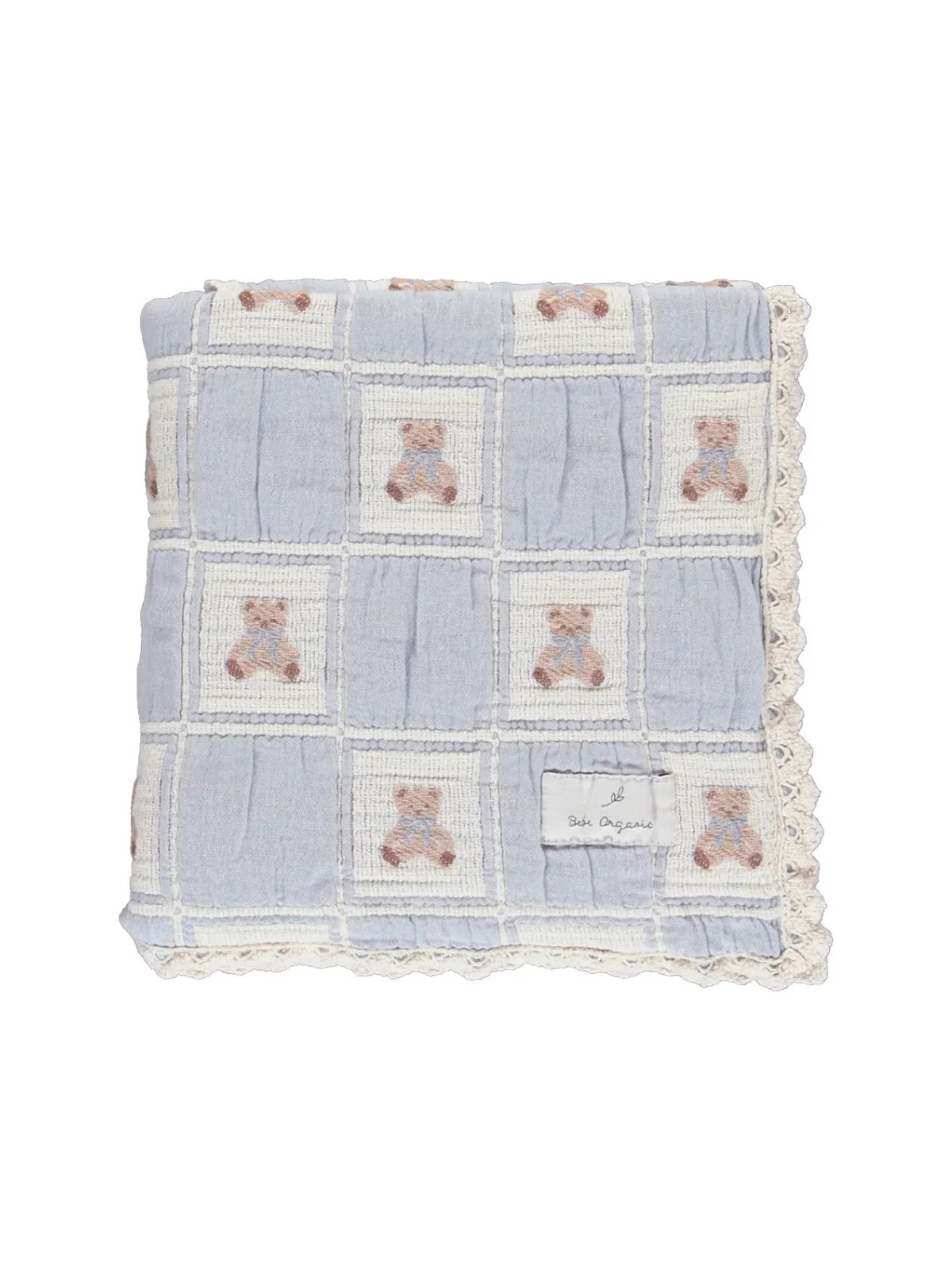 Blue Teddy Bear Patchwork Blanket | Danrie
