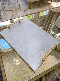 White Marble Tray with Gold Textured Handles and Edge | Inspire Me! Home Decor