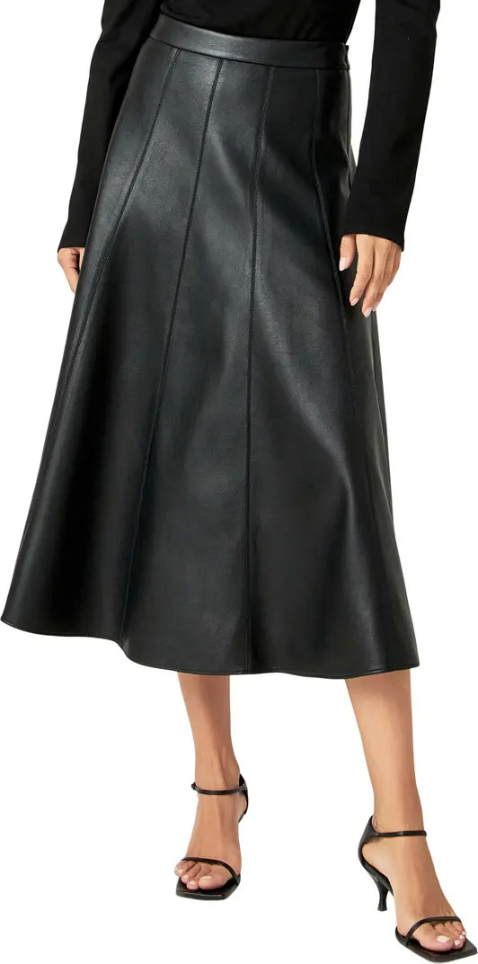 English Factory Faux Leather Midi Flare Skirt | Nordstrom | Nordstrom