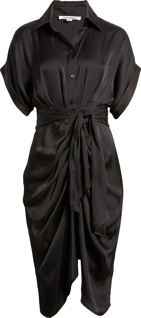 Steve Madden Belted Ruched Tie Front Handkerchief Hem Shirtdress | Nordstrom | Nordstrom