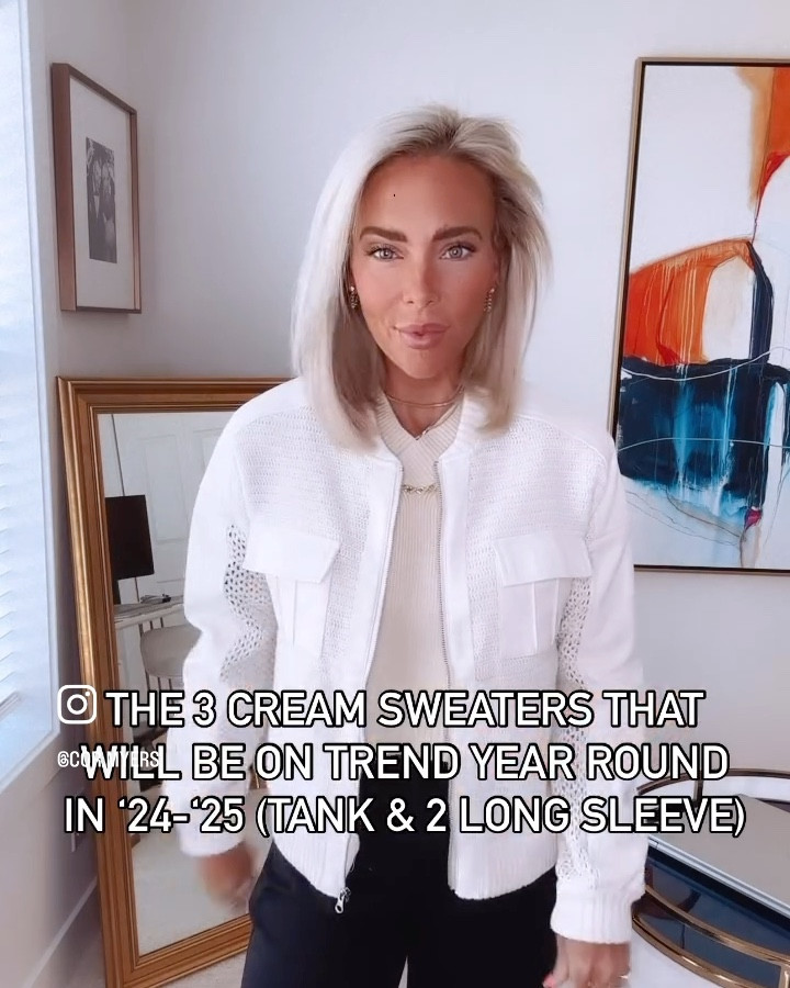 THE 3 CREAMIEST SWEATER OPTIONS TO WEAR YEAR ROUND AT ALL PRICE POINTS 🙌 Wearing XS in all 3! 

The tank vest is AMAZING and gorgeous in everything from Jean shorts, pink skorts, or these fav dress pants! 👏🙌

The second sweater that has a little more crochet holes is a good summer and fall sweater and a GREAT price point.  

The last sweater with the cream leather and front pockets is SO SO SO SO SO GOOD (my fav) and better for cooler months because it’s a little heavier. 

Get all three and you’ll be set for summer ☀️ fall 🍂 & winter ❄️

Xoxo,
CeCe 🙏☀️🍂❄️🤌♥️👏🙌⭐️✨#LTKSummerSales 

#LTKStyleTip #LTKU #LTKTravel #LTKActive #LTKWorkwear #LTKOver40 #LTKShoeCrush #LTKVideo #LTKFindsUnder50 #LTKFindsUnder100 #LTKParties #LTKHome #LTKBeauty #LTKSeasonal #LTKBump #LTKPlusSize #LTKSaleAlert