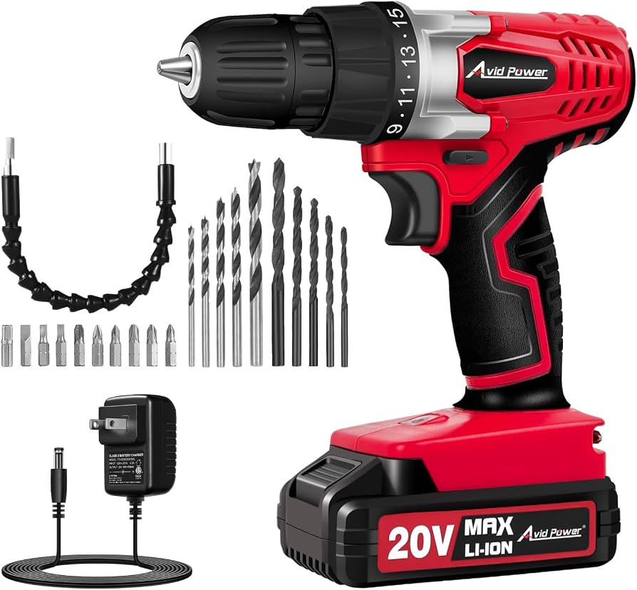 AVID POWER 20V Cordless Drill Set for Home DIY & Beginner Projects - Lightweight Power Drill with... | Amazon (US)