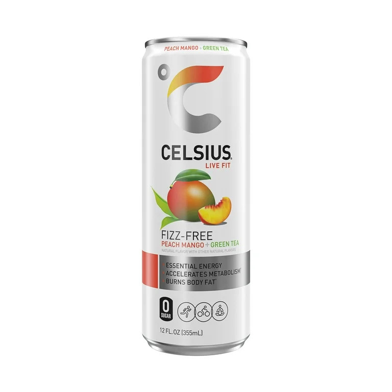 CELSIUS Fizz Free Peach Mango Green Tea, Functional Energy Drink 12 fl oz Single Can | Walmart (US)