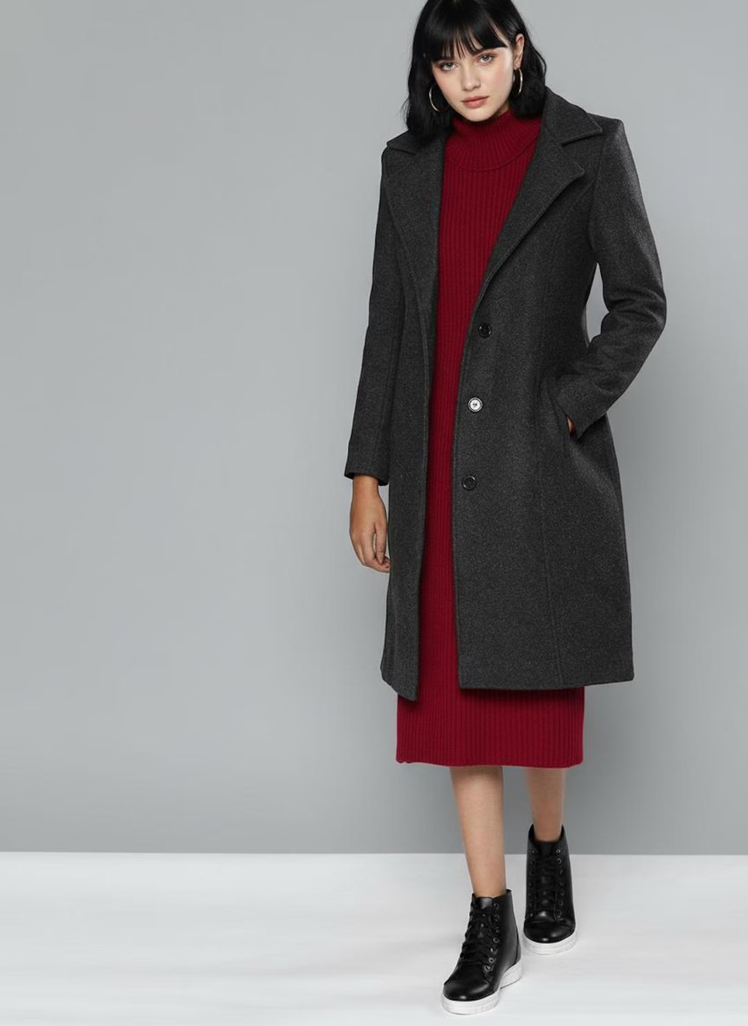 Charcoal Grey Wool Overcoat | Knee-length Tailored Winter Coat - Etsy UK | Etsy (US)