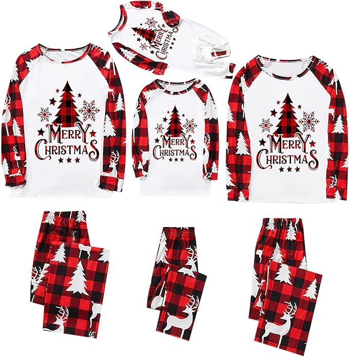 Christmas Pajamas for Family Matching Pjs Set Classic Plaid Xmas Clothes for Teens Womens Mens 20... | Amazon (US)