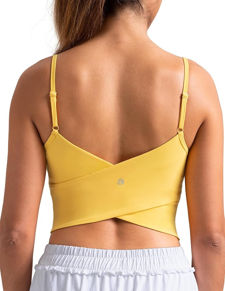 Colorfulkoala Women's Dreamlux Crop Tank Tops with Built in Bra Adjustable Spaghetti Strap Workou... | Amazon (US)