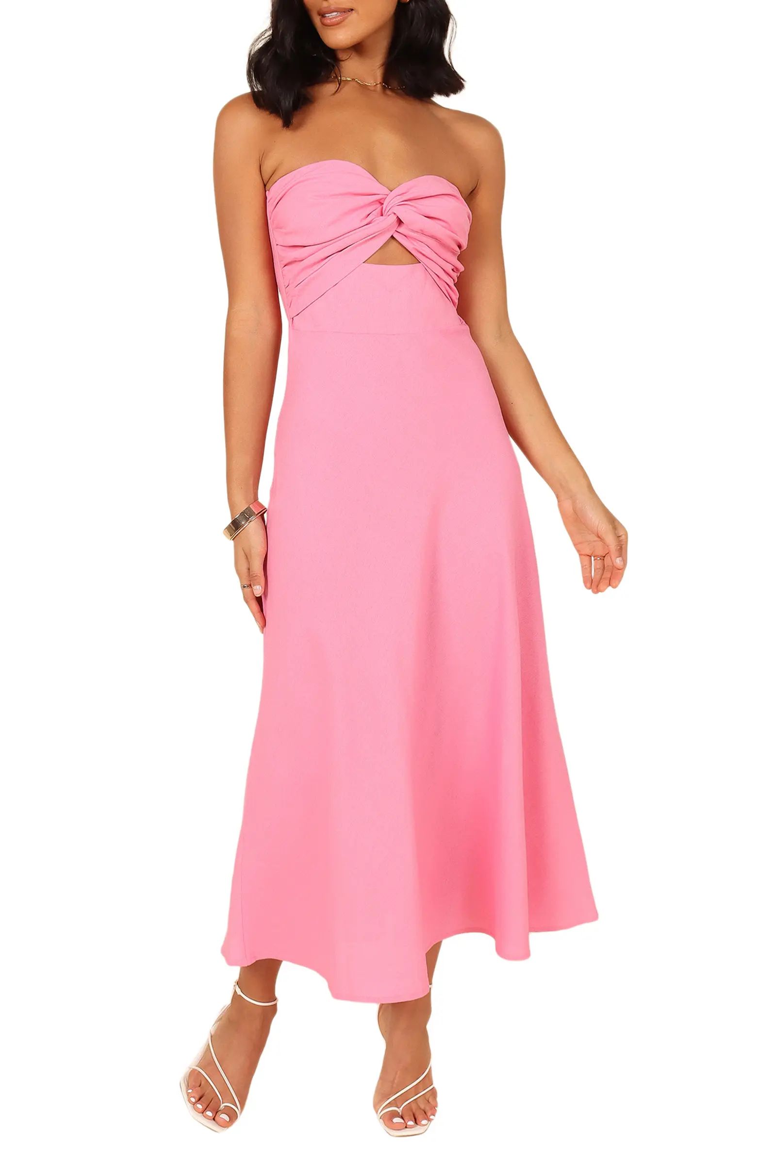 Rosetta Cutout Cotton & Linen Strapless Dress | Nordstrom