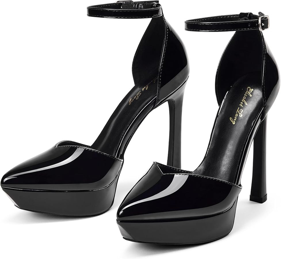 Elisabet Tang Women's Luxurious Platform Heels - 13cm High Heel Ankle Strap Pumps with Elegant De... | Amazon (US)
