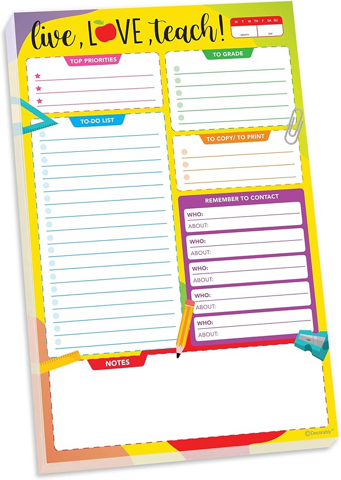 Decorably 5.5x8.5" Teacher Note Pad, 50 Sheets Teacher Notepad Teacher Appreciation Gifts, Teache... | Amazon (US)