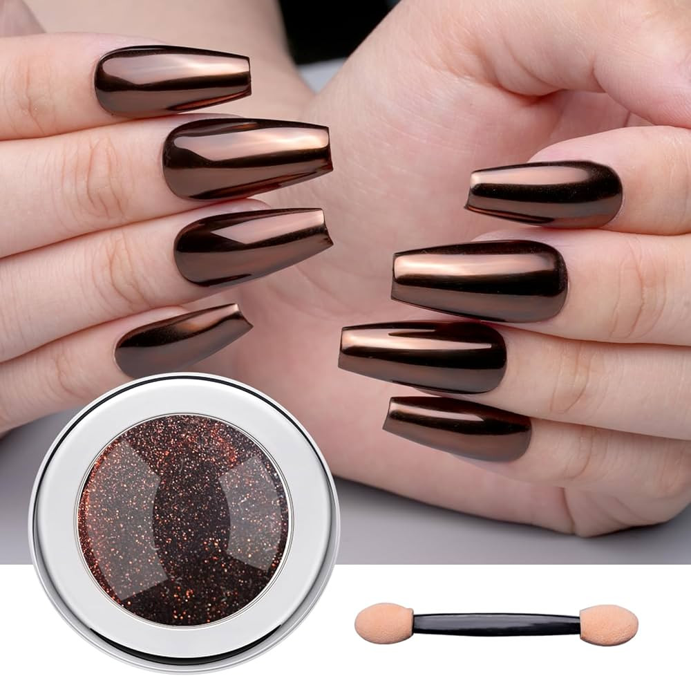 PrettyDiva Chrome Nail Powder - Coffee Chocolate Effect Nail Art Mirror Chrome Nail Powder, Brown... | Amazon (US)