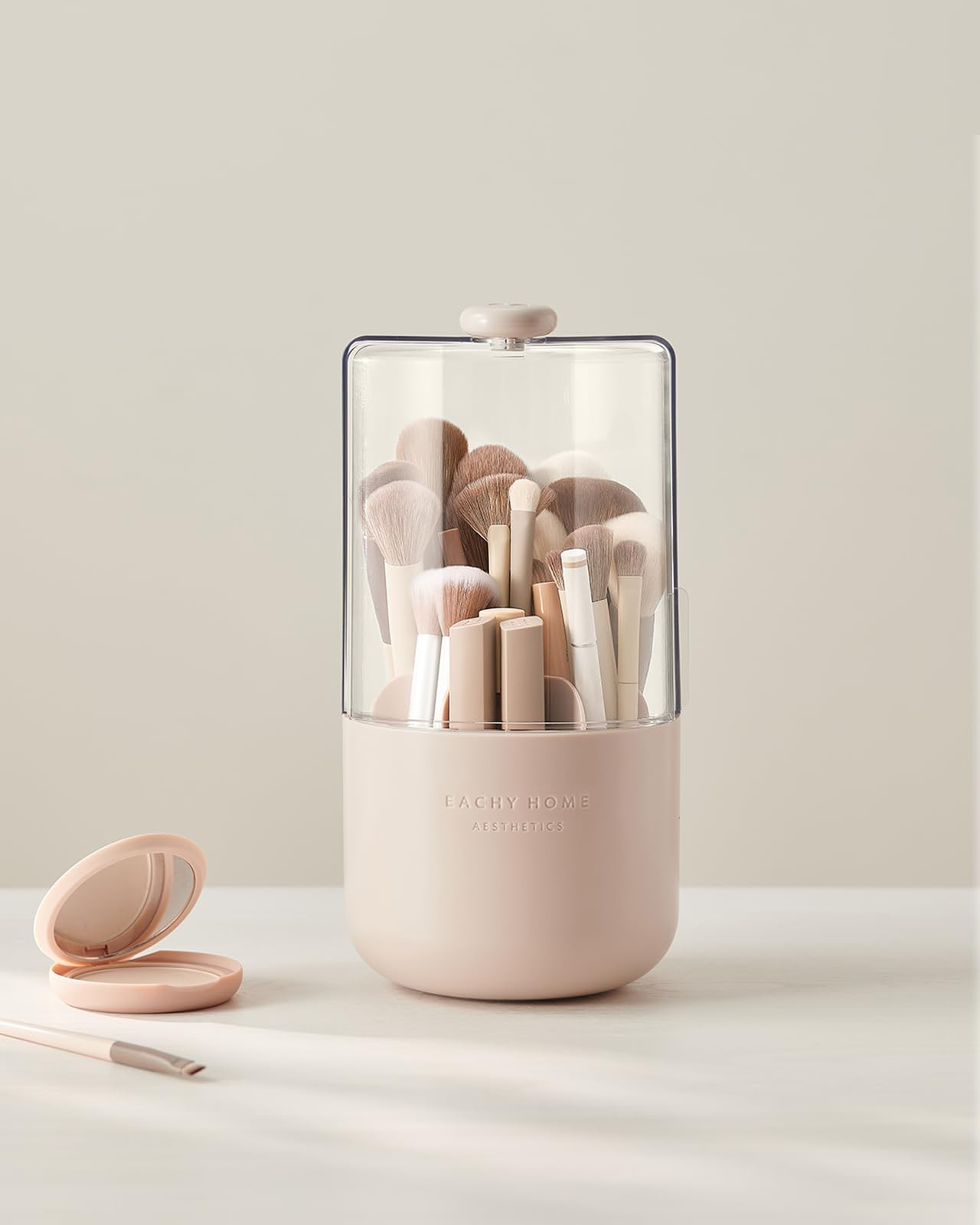 EACHY Makeup Brush Holder 360° Rotating with Dustproof Lid, Waterproof Material, 7 Compartments ... | Amazon (US)