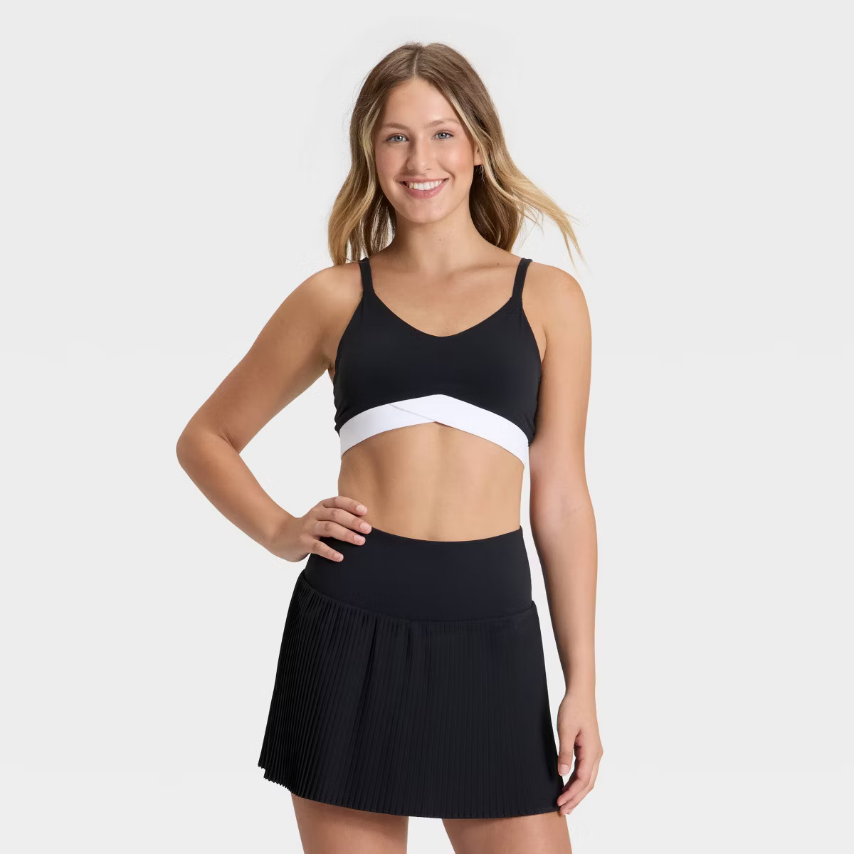 Women's Low Support Crossover Sports Bra - JoyLab™ Black/White XL | Target