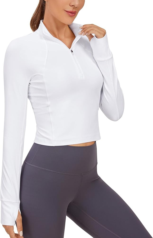 CRZ YOGA Women's Butterluxe Long Sleeve Workout Shirts Half Zip Pullover Sweatshirt Athletic Crop... | Amazon (US)