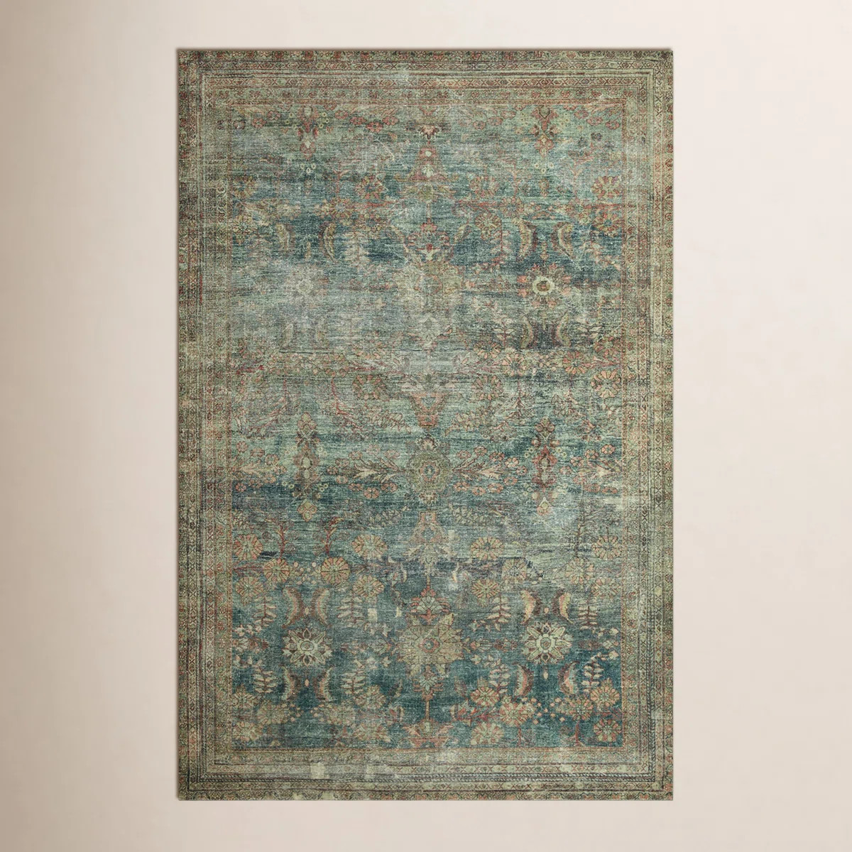 Magnolia Home By Joanna Gaines X Loloi Banks Machine Washable Ocean / Spice Area Rug | Wayfair North America