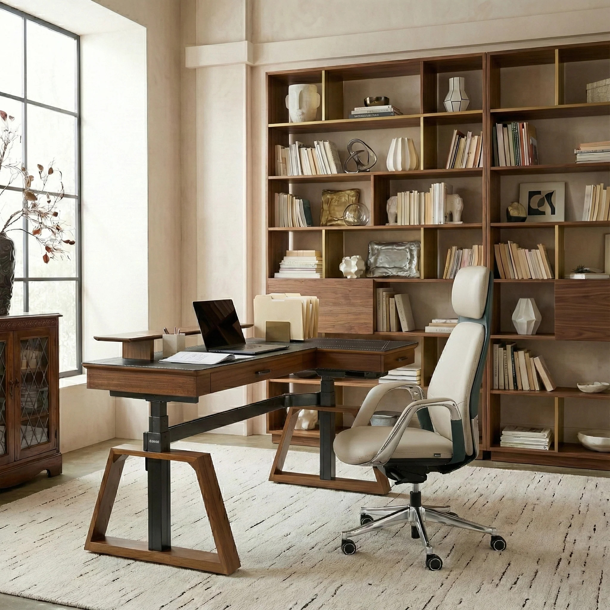 Executive Office Set:  Ark Standing Desk & Premium Executive Chair - Ark+Serene / Right Side | Eureka Ergonomic