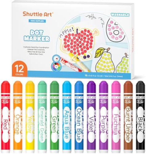 Shuttle Art Dot Markers, 12 Colors Washable Markers for Toddlers,Bingo Daubers Supplies Kids Pres... | Amazon (US)