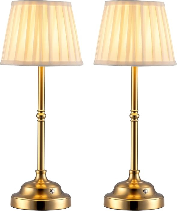 KDG Cordless LED Table Lamp Set of 2, Portables Fabric Shade Desk Lamps, 4000mAh Rechargeable Bat... | Amazon (US)