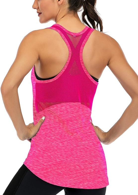 ICTIVE Workout Tank Tops for Women Sleeveless Yoga Tops for Women Mesh Racerback Tank Tops Muscle Ta | Amazon (US)