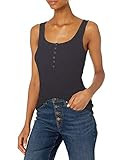 Amazon Brand - Daily Ritual Women's Relaxed Fit Rayon Spandex Fine Rib Henley Tank, Navy, XX-Large | Amazon (US)