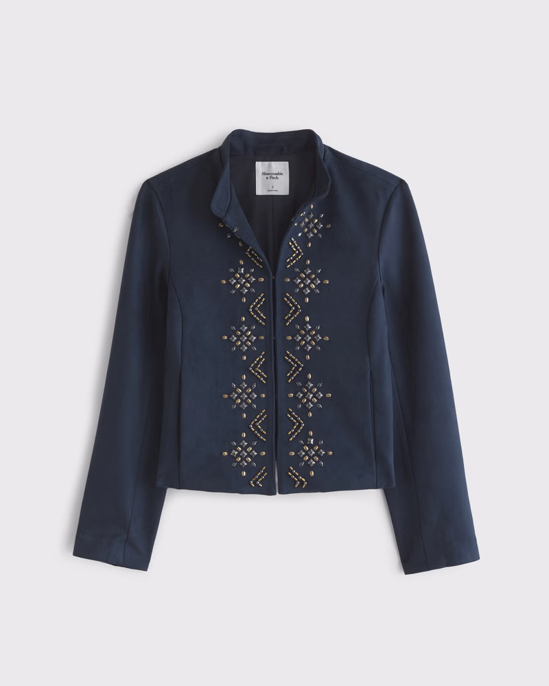 Vegan Suede Embellished Jacket | Abercrombie & Fitch (US)