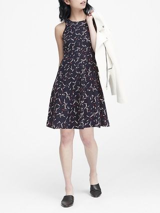 Floral Paneled Fit-and-Flare Dress | Banana Republic US