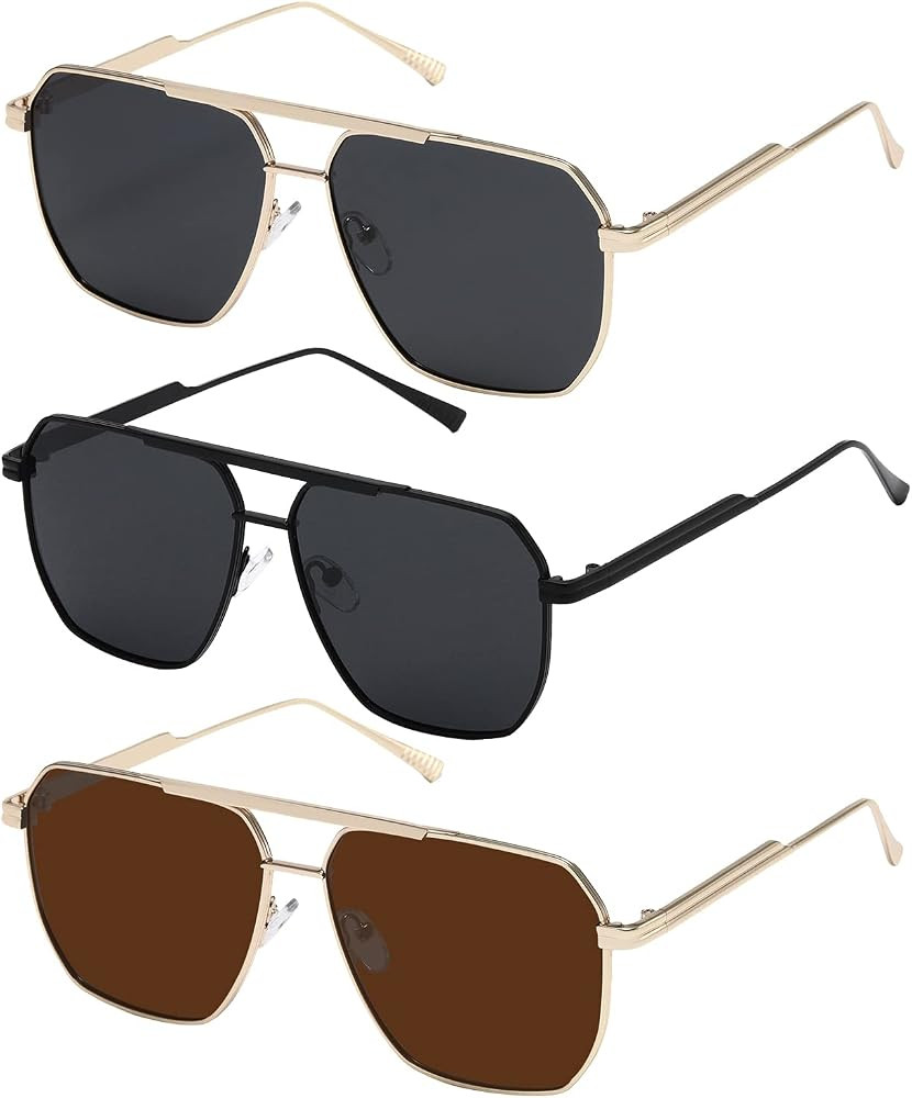 Retro Oversized Square Polarized Sunglasses for Women Men Vintage Shades UV400 Classic Metal Sun ... | Amazon (US)