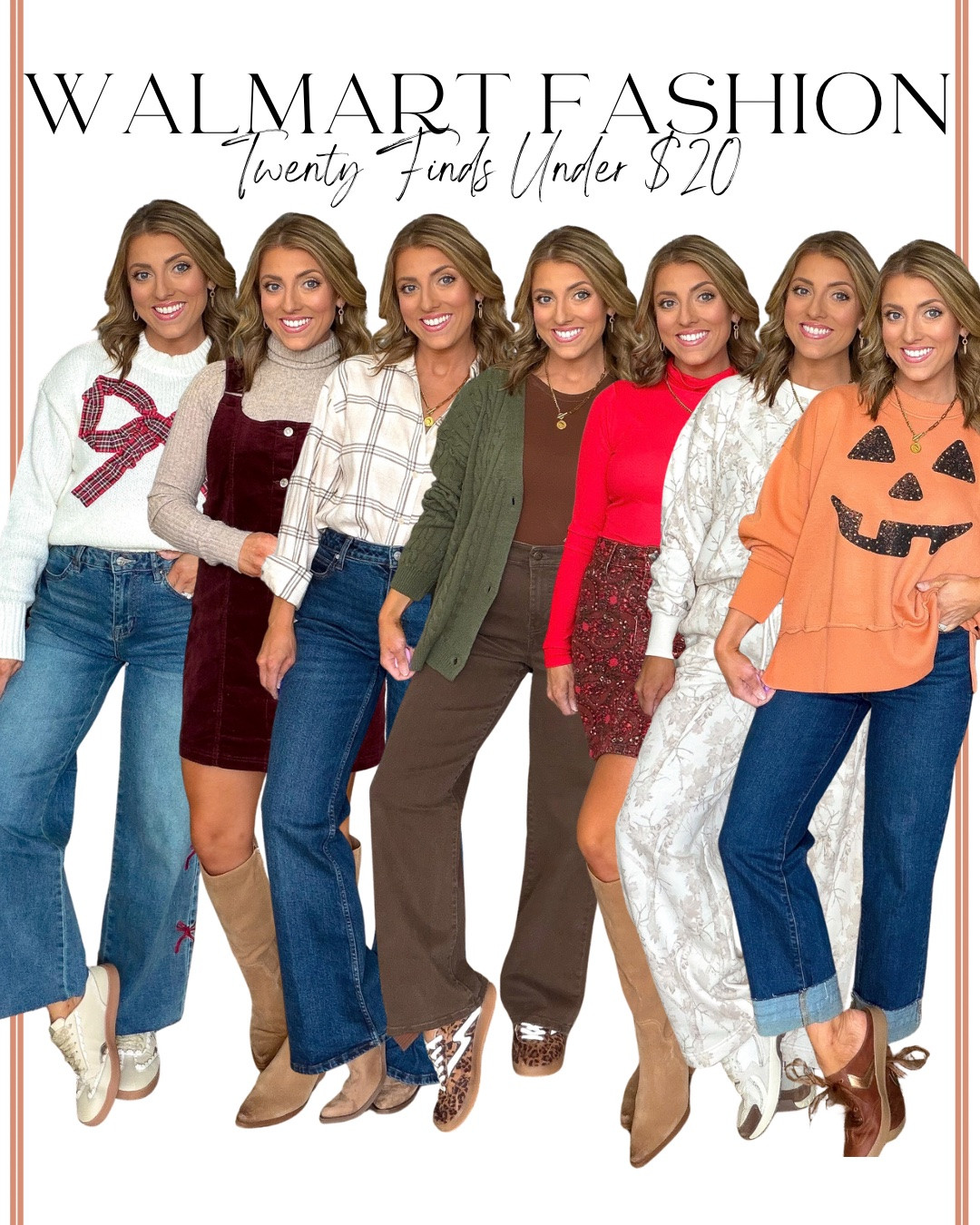 Walmart fashion finds you won’t believe are UNDER $20! 🤩🙌 I rounded up 20 affordable Walmart fashion finds that are perfect for putting together cute outfits without spending a fortune! From cozy sweaters and cardigans to trendy jeans, matching sets, dresses, fall layers and even festive styles, there are SO many good finds right now! 🍂✨🎀

These Walmart outfits prove you can get the look for less, and so many of these pieces are easy to mix, match and wear multiple ways throughout the season. Which look is your favorite?! 🤎

#walmartfashion #walmartfinds #walmartstyle #walmartfashionfinds #affordablefashion #affordablestyle #walmartoutfits #falloutfitideas #fallfashion #budgetfashion #fashionfinds #womensfashion #outfitinspo #walmartnewarrivals