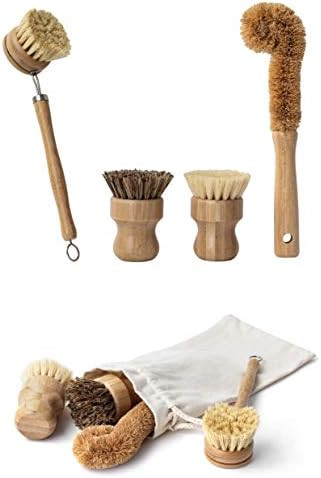 Earth's Own Natural Bamboo Dish Scrub Brush 4 Piece Set - Made From 100% Natural Bamboo -Natural ... | Amazon (US)