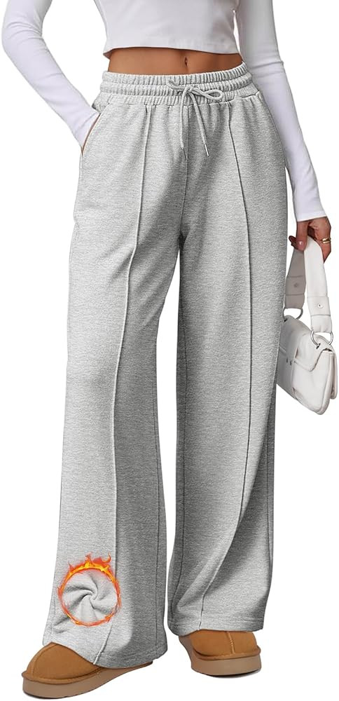 ATHMILE Womens Wide Leg Sweatpants High Waisted Baggy Pants Fashion Teen Girl Drawstring Athletic... | Amazon (US)