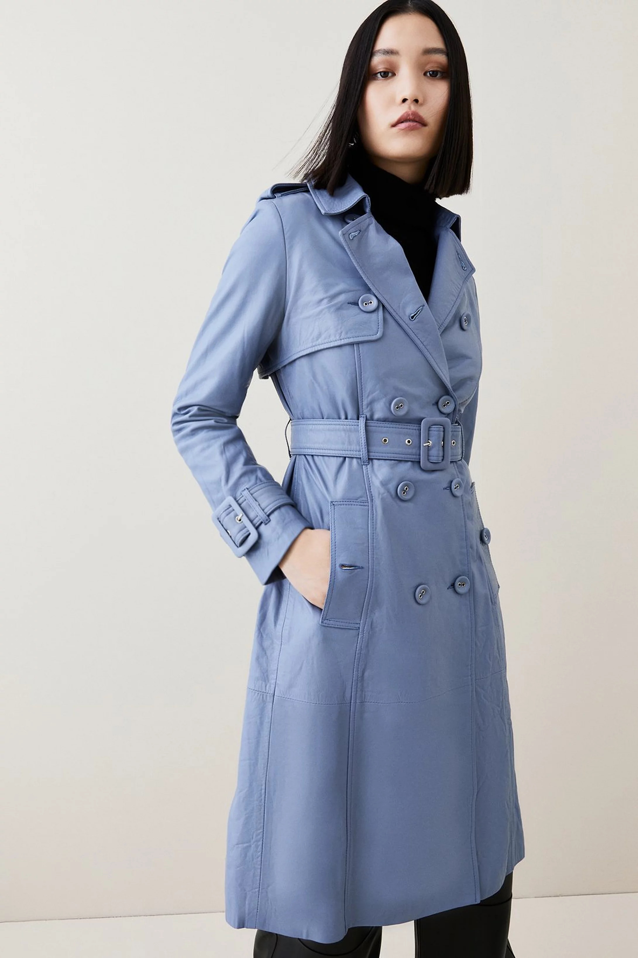Leather Trench Belted Mac Coat | Karen Millen | Karen Millen US