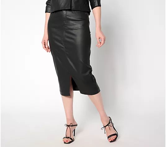 Peace Love World Black Label Regular Coated Denim Skirt - QVC.com | QVC