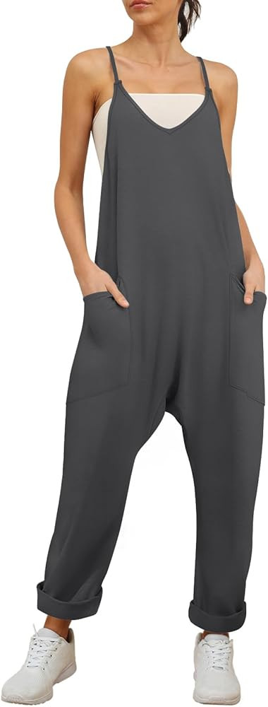 Trendy Queen Womens Jumpsuits Casual Summer Onesie Rompers Sleeveless Loose Baggy Overalls Jumper... | Amazon (US)