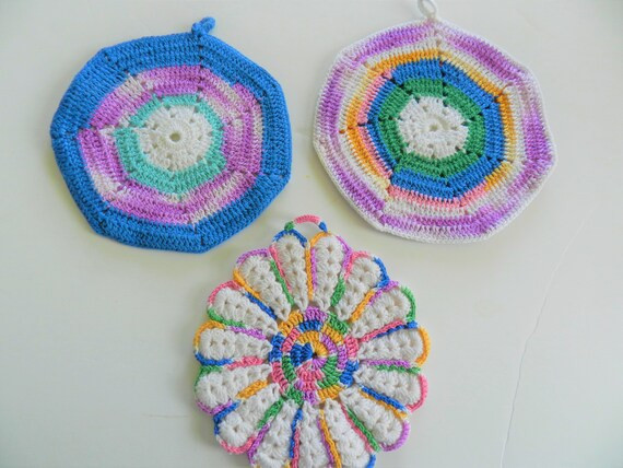 3 Vintage Purple Blue Trivet Potholders Potholder Set Retro | Etsy | Etsy (US)