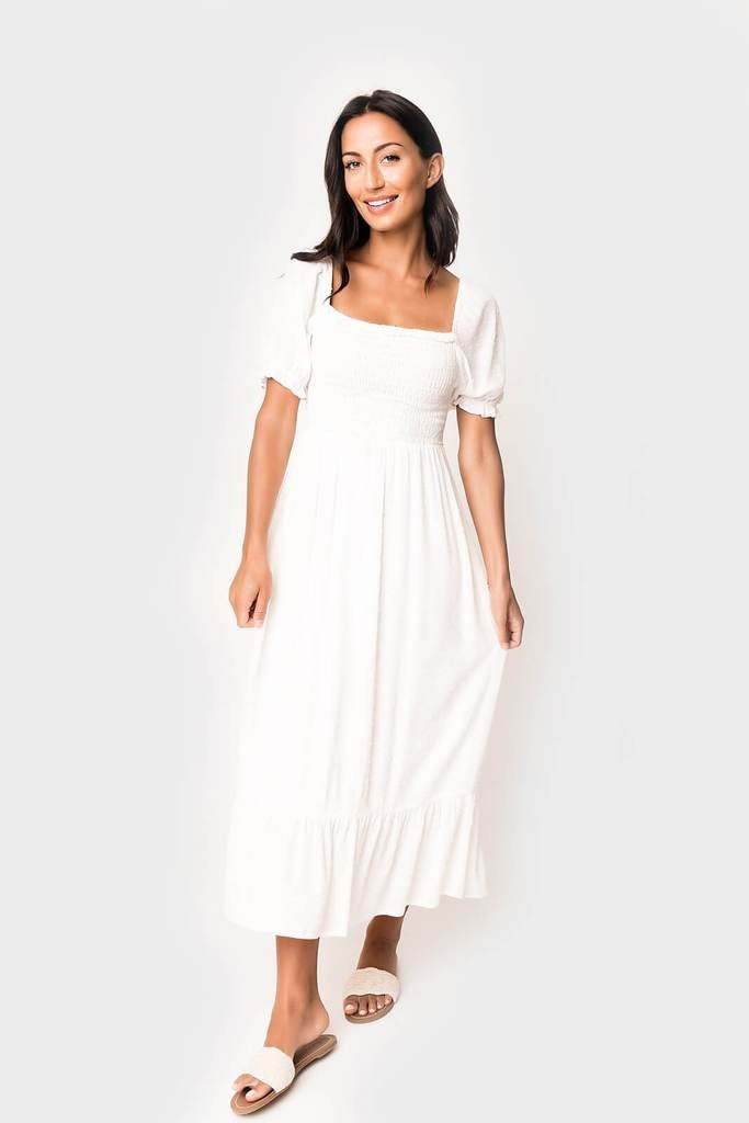 Gibsonlook x Hello Happiness Puff Sleeve Smocked Maxi Dress | Gibson