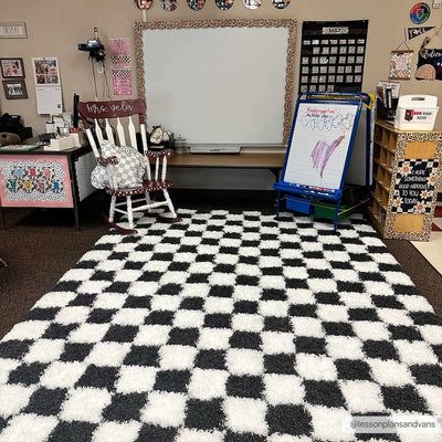 Atira Black & White Checkered Area Rug | Boutique Rugs